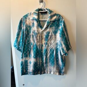 Amiri Blue Silk MA Paisley Bowling Shirt Size M Men's